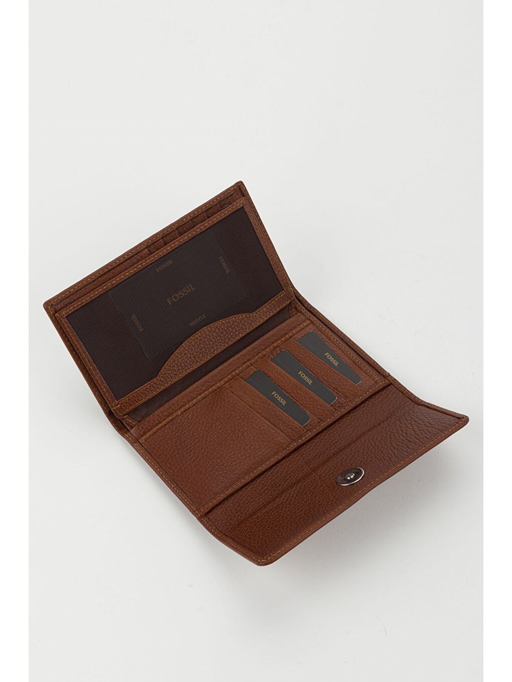 Kahverengi Kutulu Hakiki Deri Mavi Orta Boy Çok Gözlü Kadın El Portföyü Kartlık Cüzdan-3