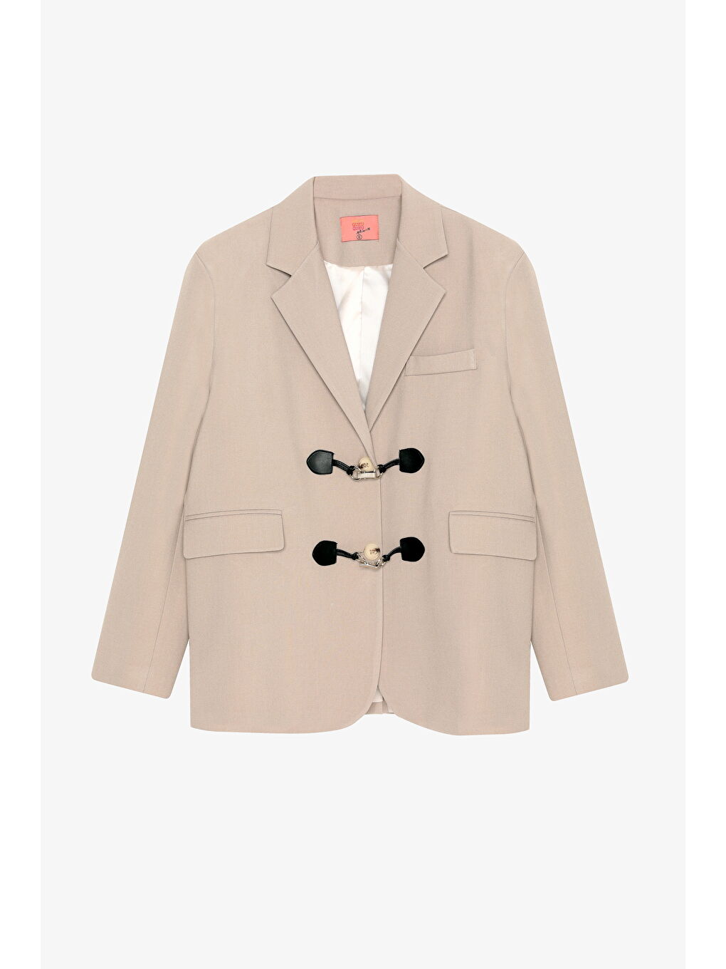 Toka Aksesuarlı Oversize Blazer Ceket Bej