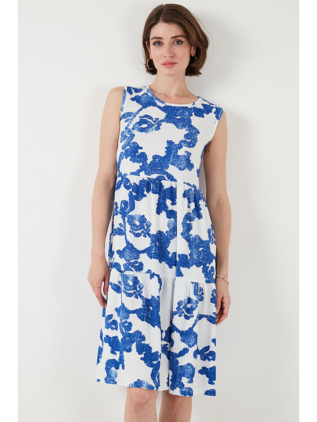 Lila Desenli Kolsuz Midi Elbise 5869007-5