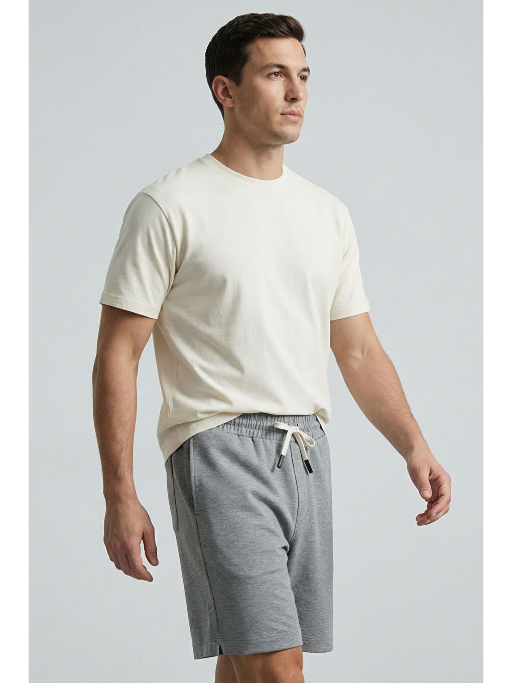 Gri Melanj Standart Fit Basic Arka Cepli Erkek Şort - 88314-1