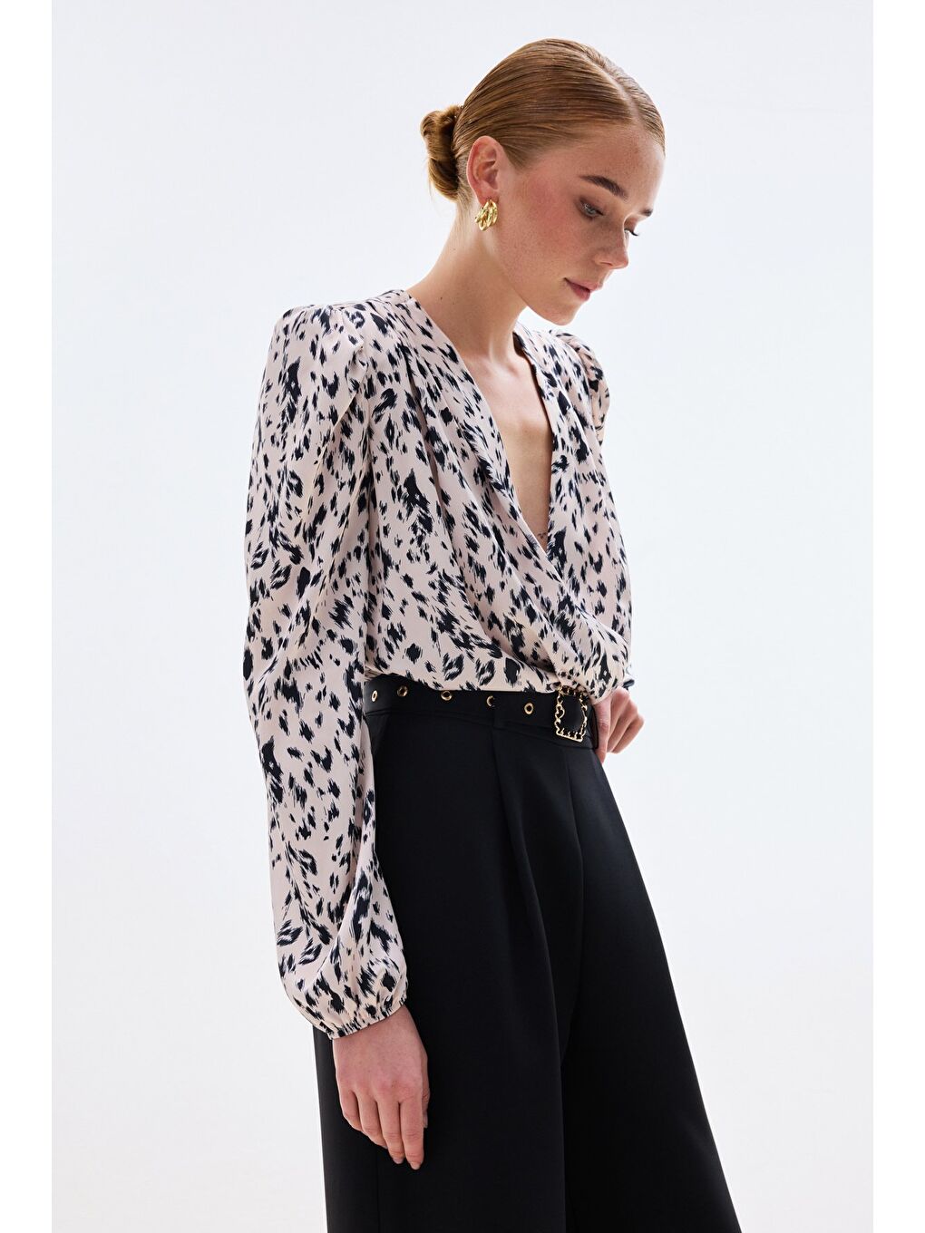 Kruvaze Bodysuit Bluz - Ekru-1