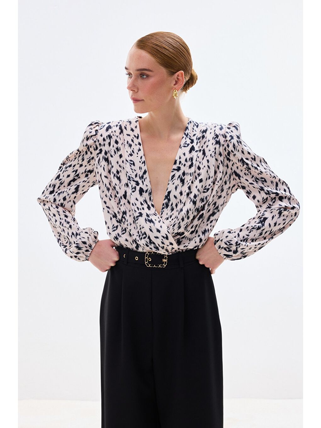 Kruvaze Bodysuit Bluz - Ekru-3