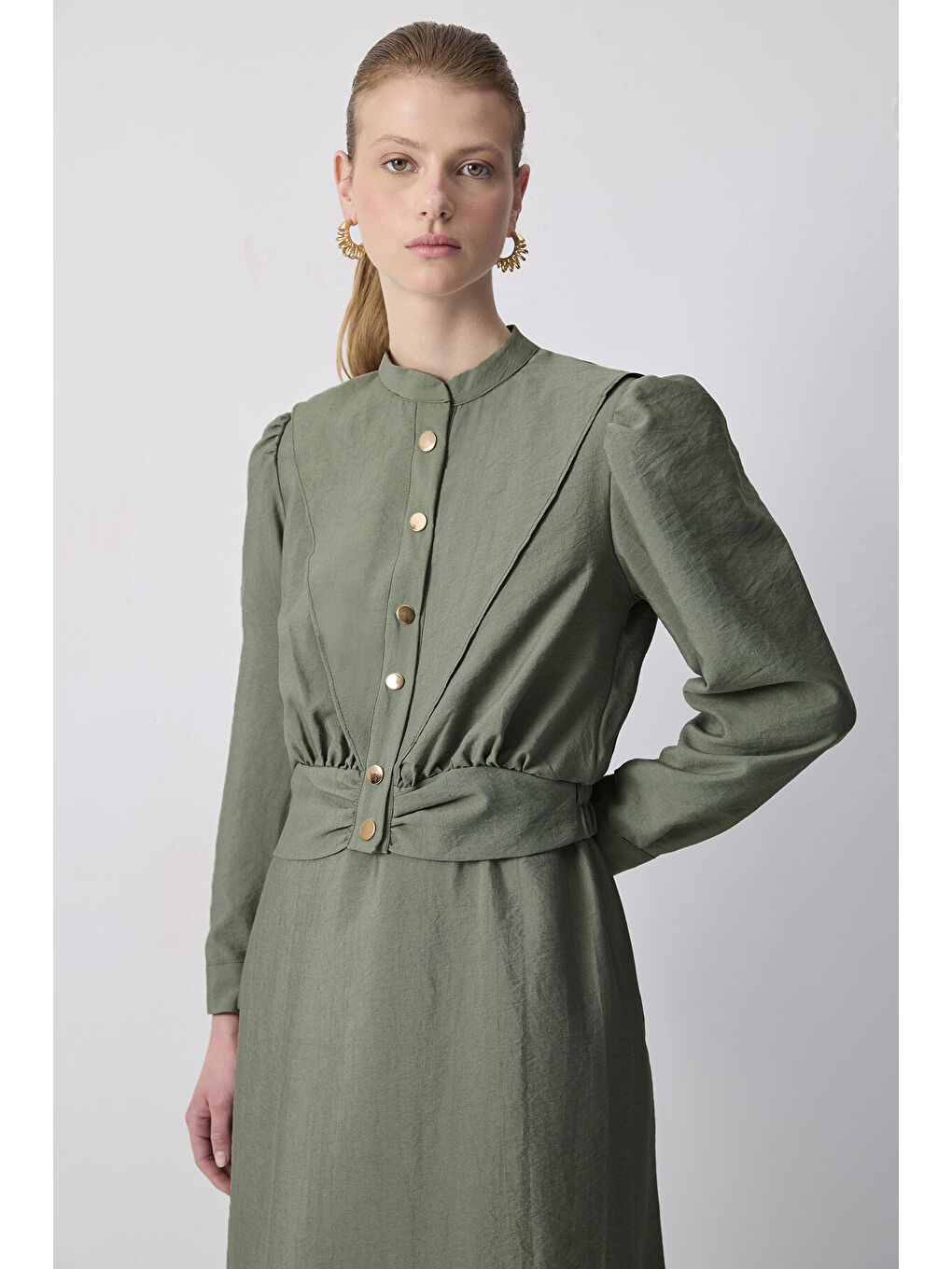 Haki Ceketli Kupra Elbise