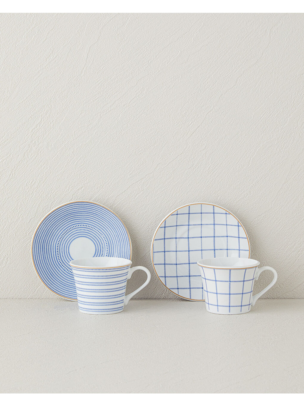 Ashley Porselen Kahve Fincan Takımı 4 Parça 2 Kişilik Mavi-1