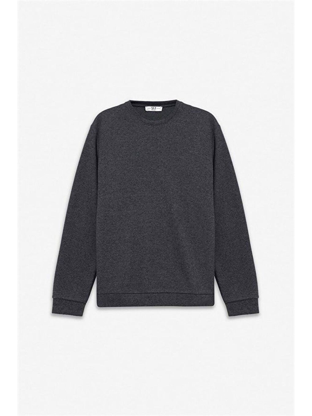 Antrasit Regular Düz Bisiklet Yaka Sweatshirt-5