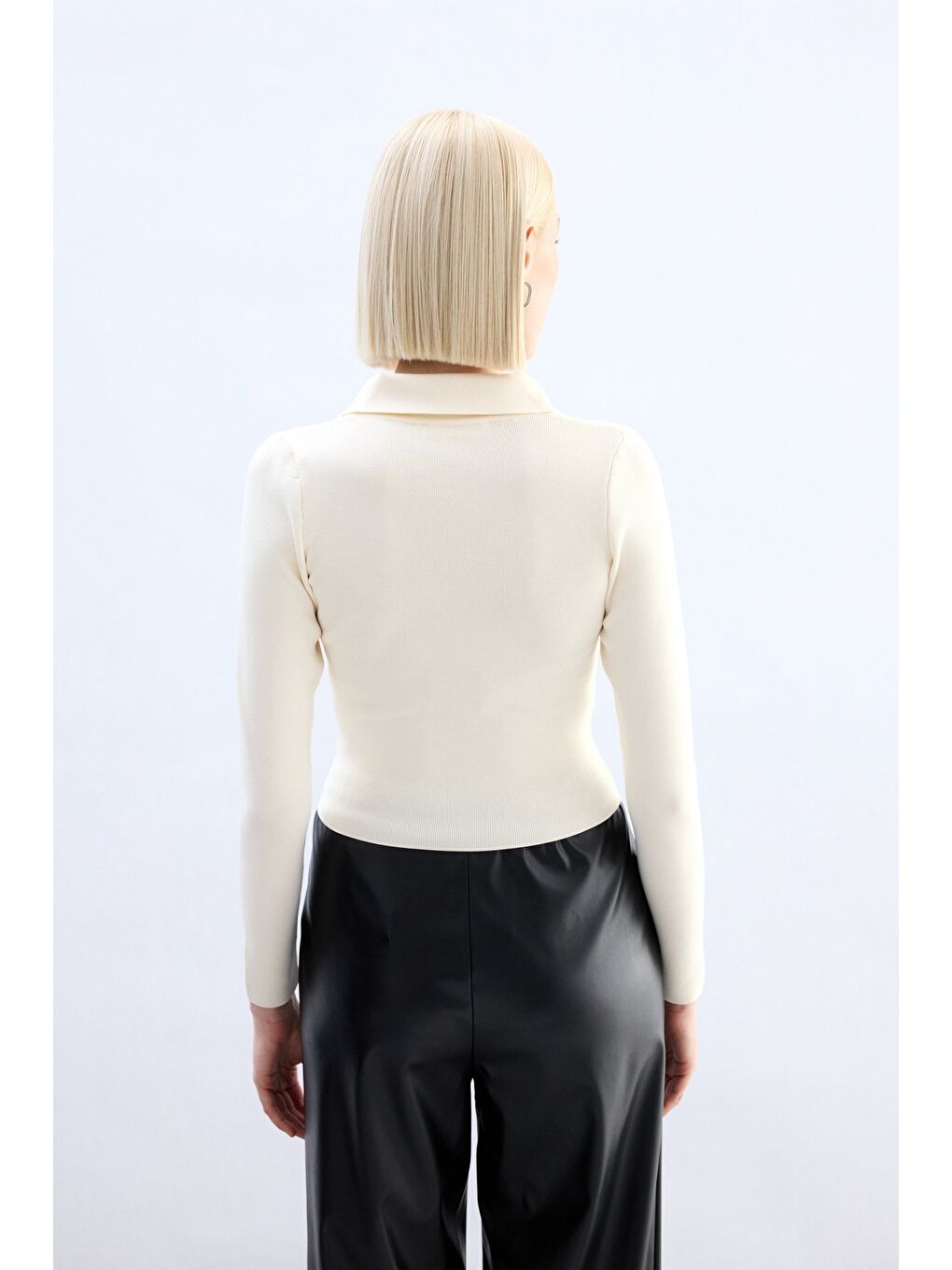 Polo Yaka Triko - Ekru-5