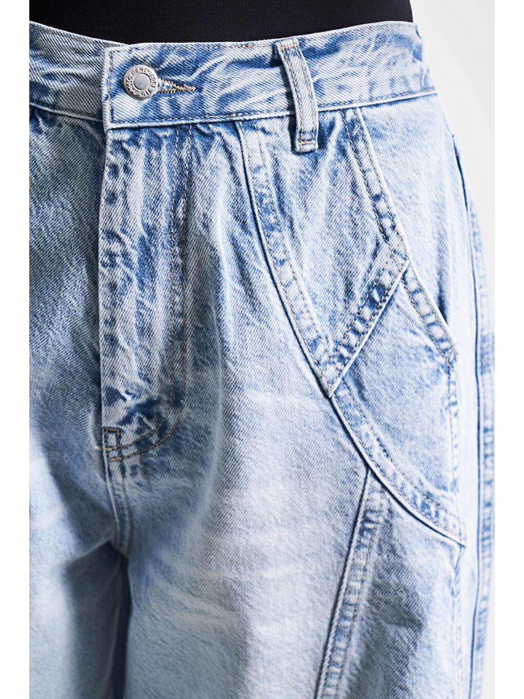 Mavi Kadın Jean Rengi 4S5-3 Mega Baggy Fit Süper Bol %100 Pamuk Rahat Kesim Denim Jean-3