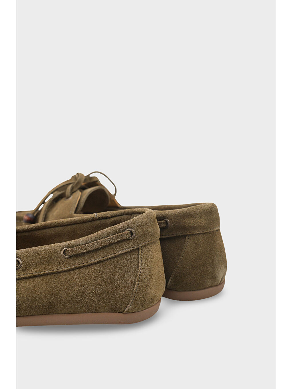 Yeşil Vicki Hakiki Deri Süet Bağcıklı Boncuklu Konfor Kadın Loafer Tekne Ayakkabısı-4