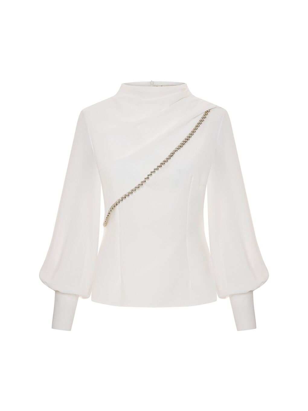 Ön Aksesuarlı Bluz - Ekru-7