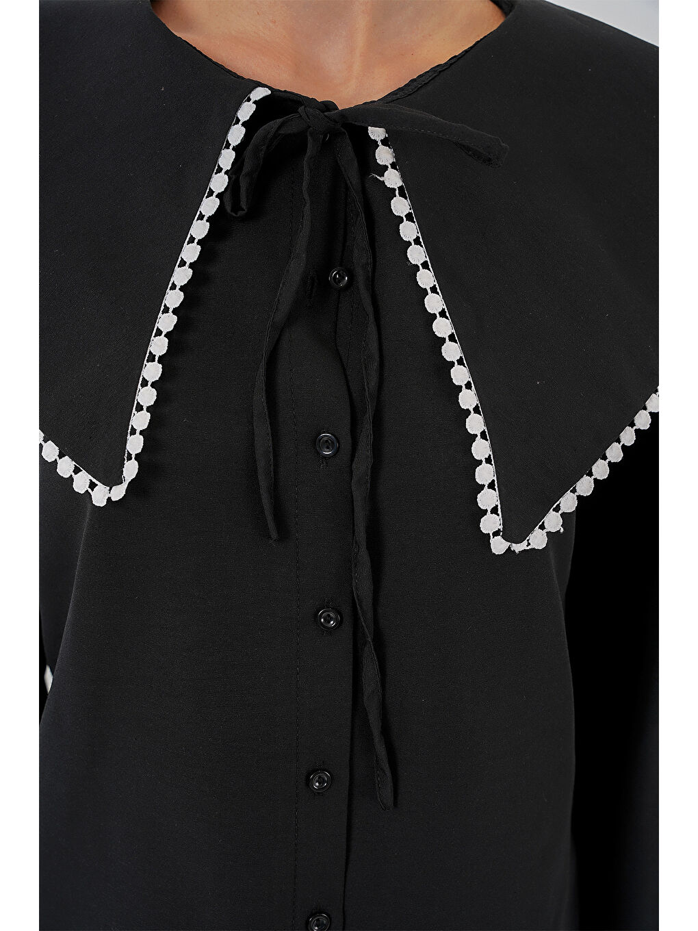 Kadın Bebe Yaka Gömlek 20314 - Siyah-4