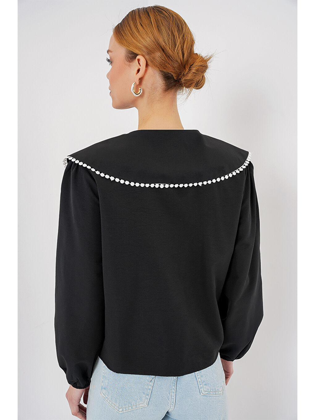 Kadın Bebe Yaka Gömlek 20314 - Siyah-5