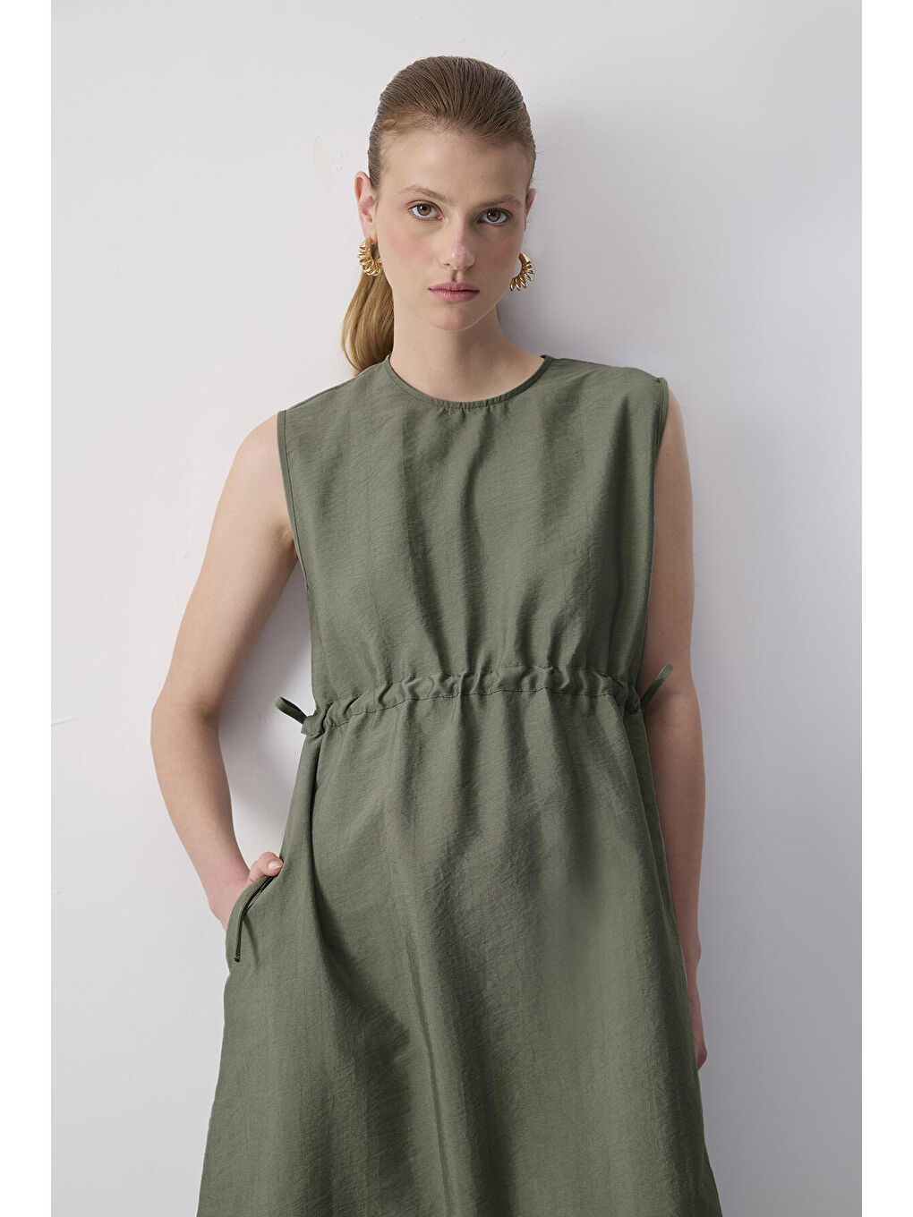 Haki Ceketli Kupra Elbise-1