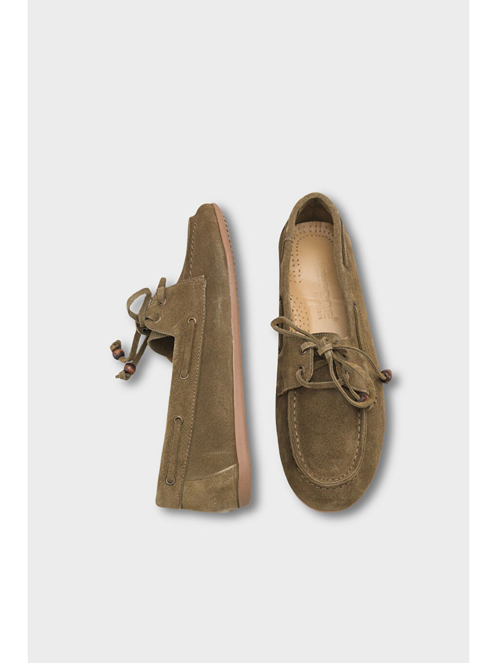 Yeşil Vicki Hakiki Deri Süet Bağcıklı Boncuklu Konfor Kadın Loafer Tekne Ayakkabısı-5