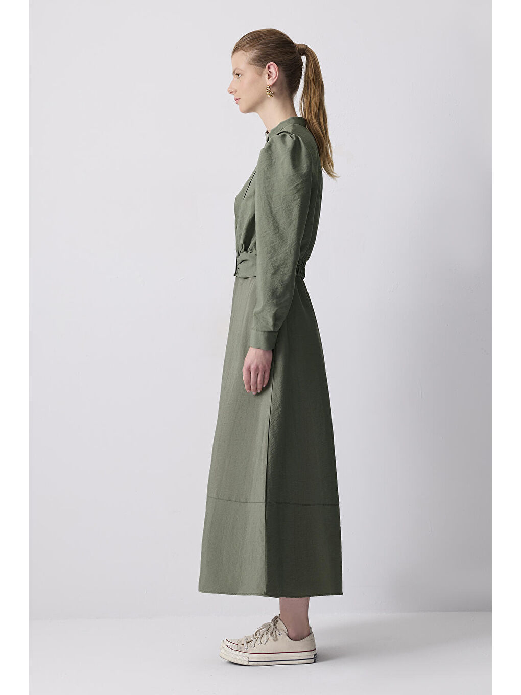 Haki Ceketli Kupra Elbise-3