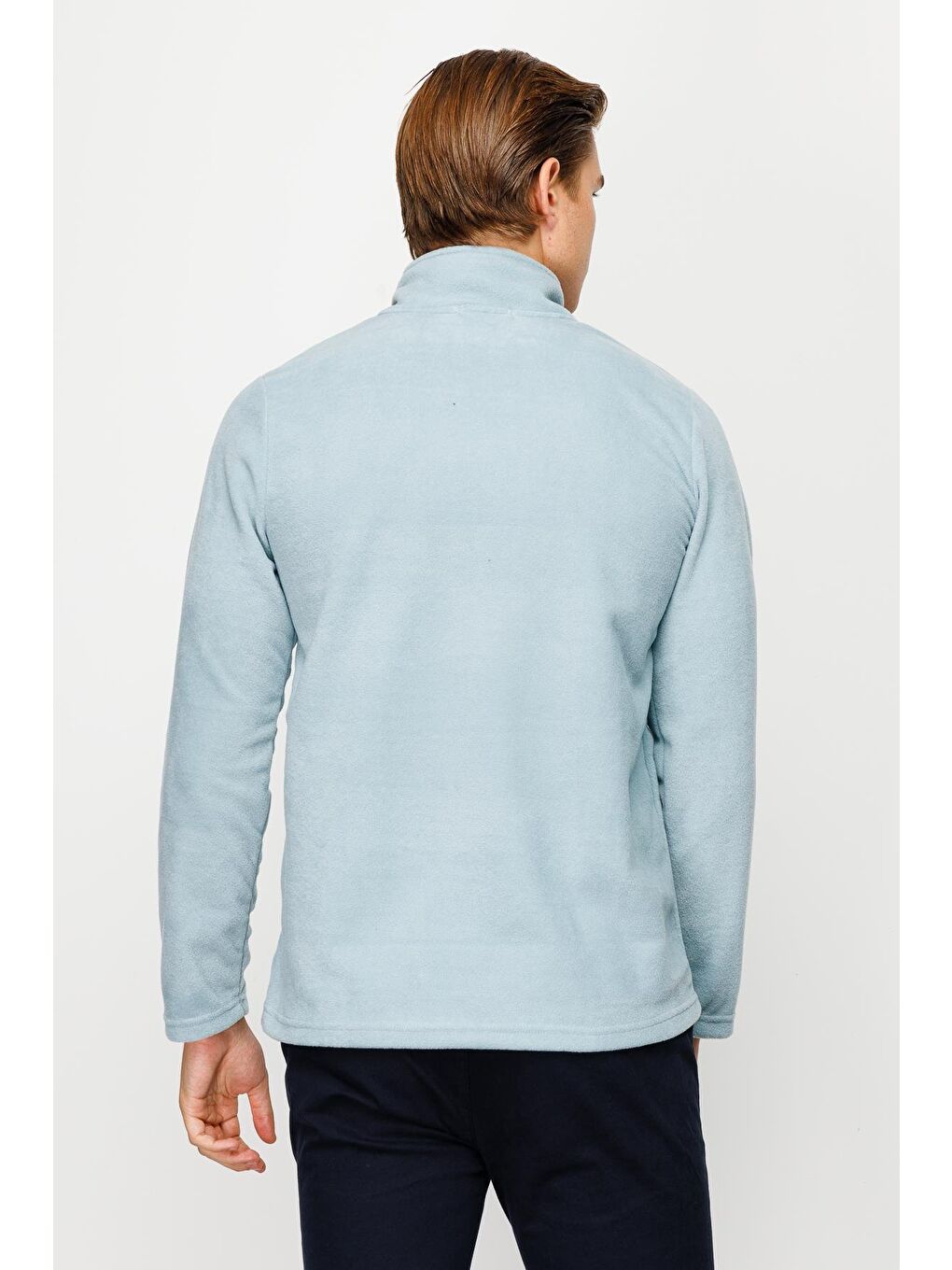 Erkek Mavi Yarım Fermuar Polar-2