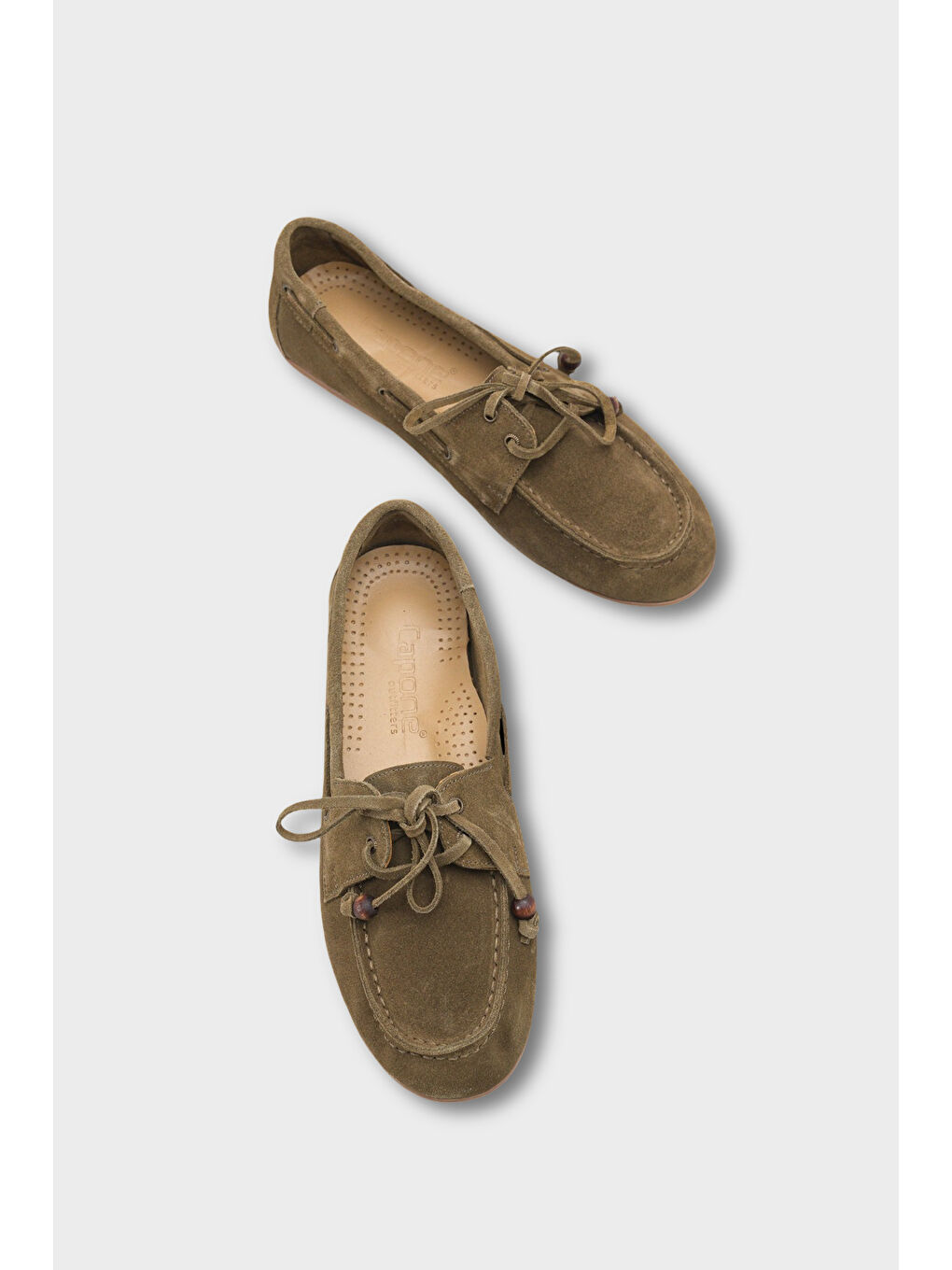 Yeşil Vicki Hakiki Deri Süet Bağcıklı Boncuklu Konfor Kadın Loafer Tekne Ayakkabısı-6