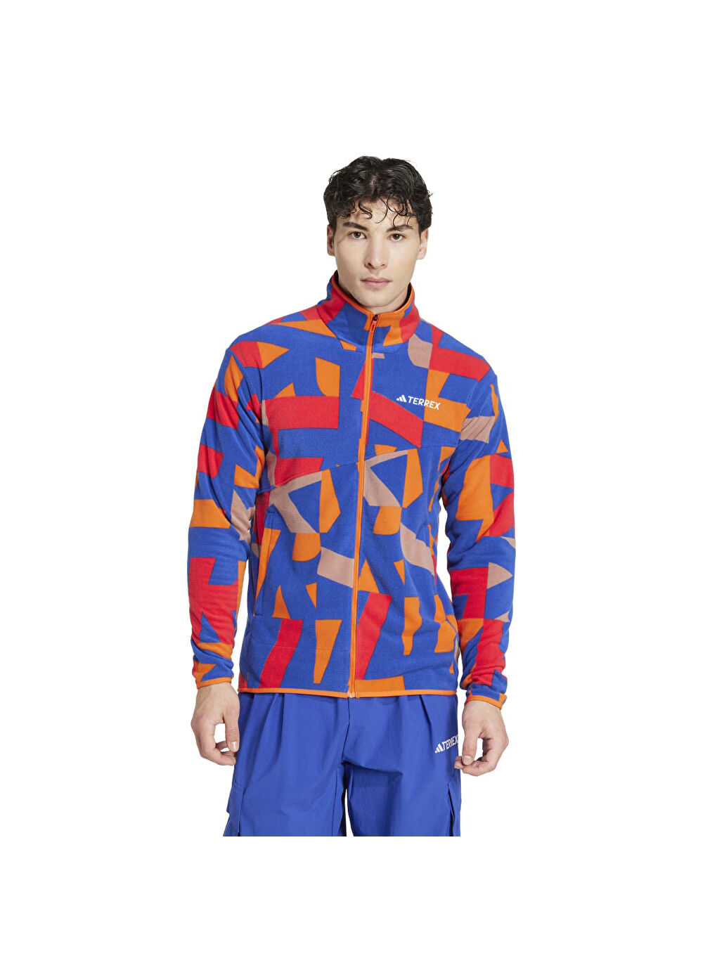 Karışık Multi Printed Aop Full Zip Fleece Erkek Dik Yaka Polar Sweatshirt