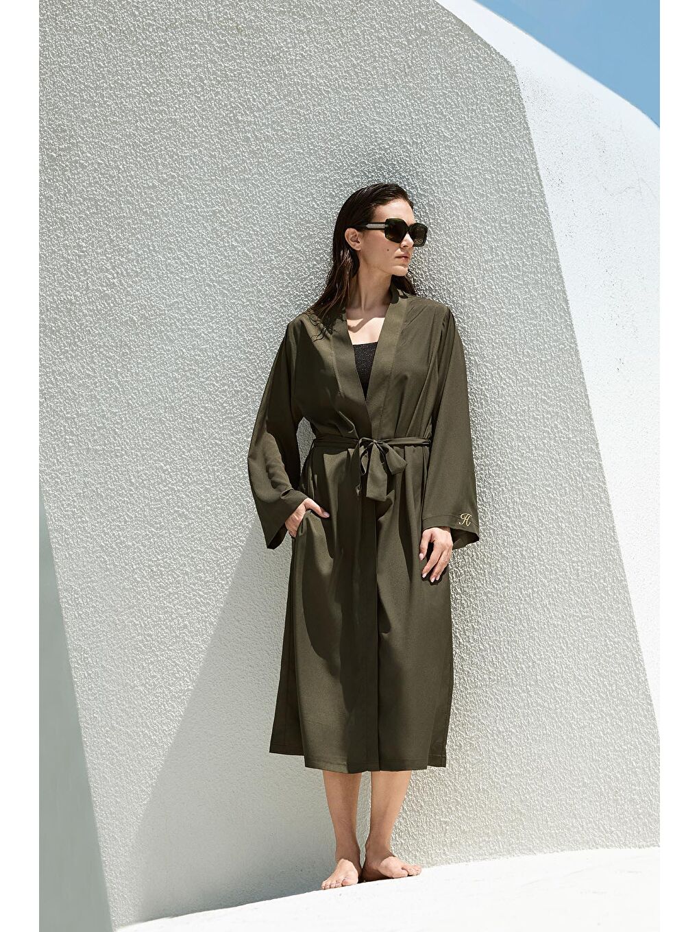 İmza Detaylı Haki Pareo 5071