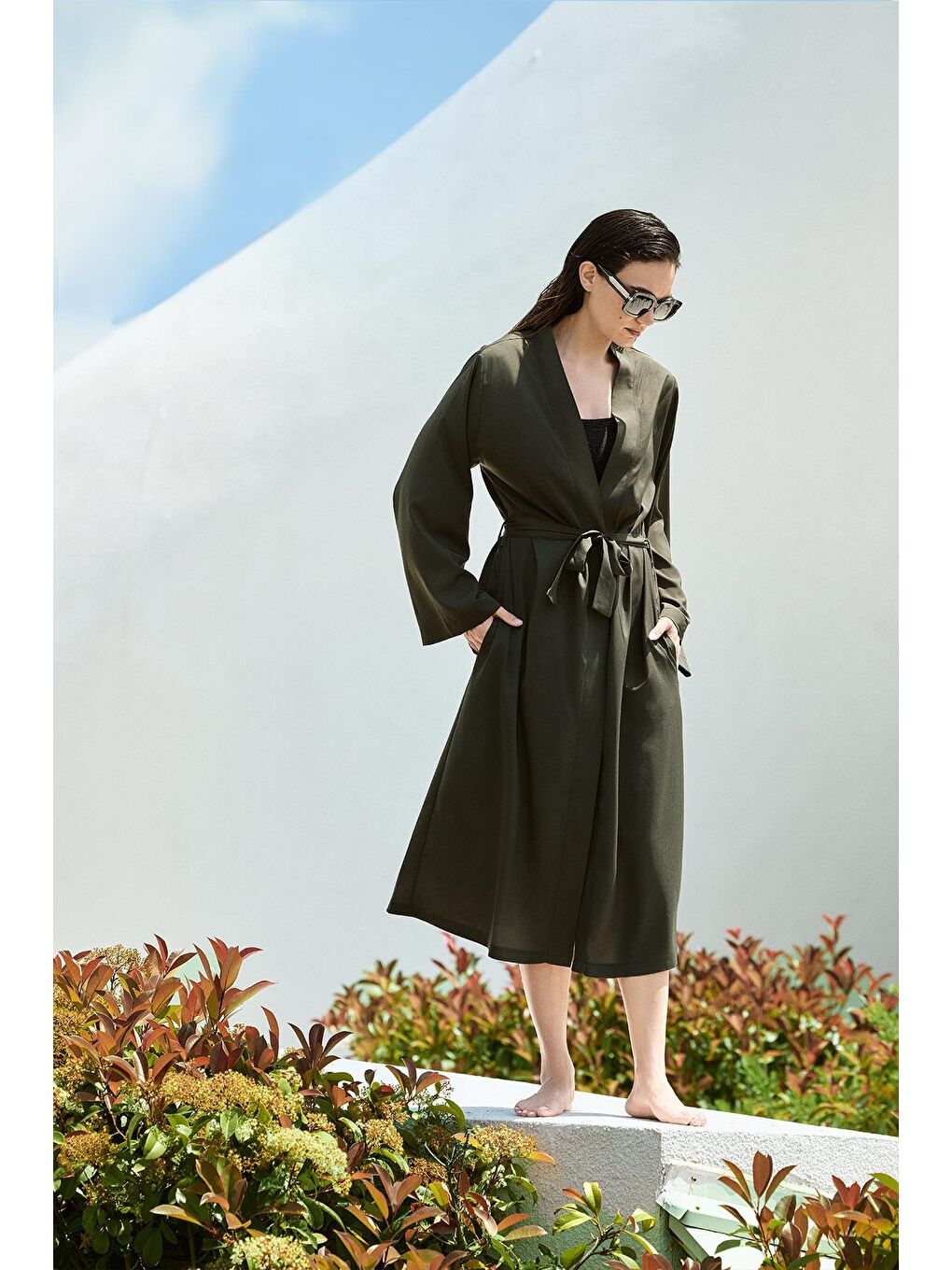 İmza Detaylı Haki Pareo 5071-1