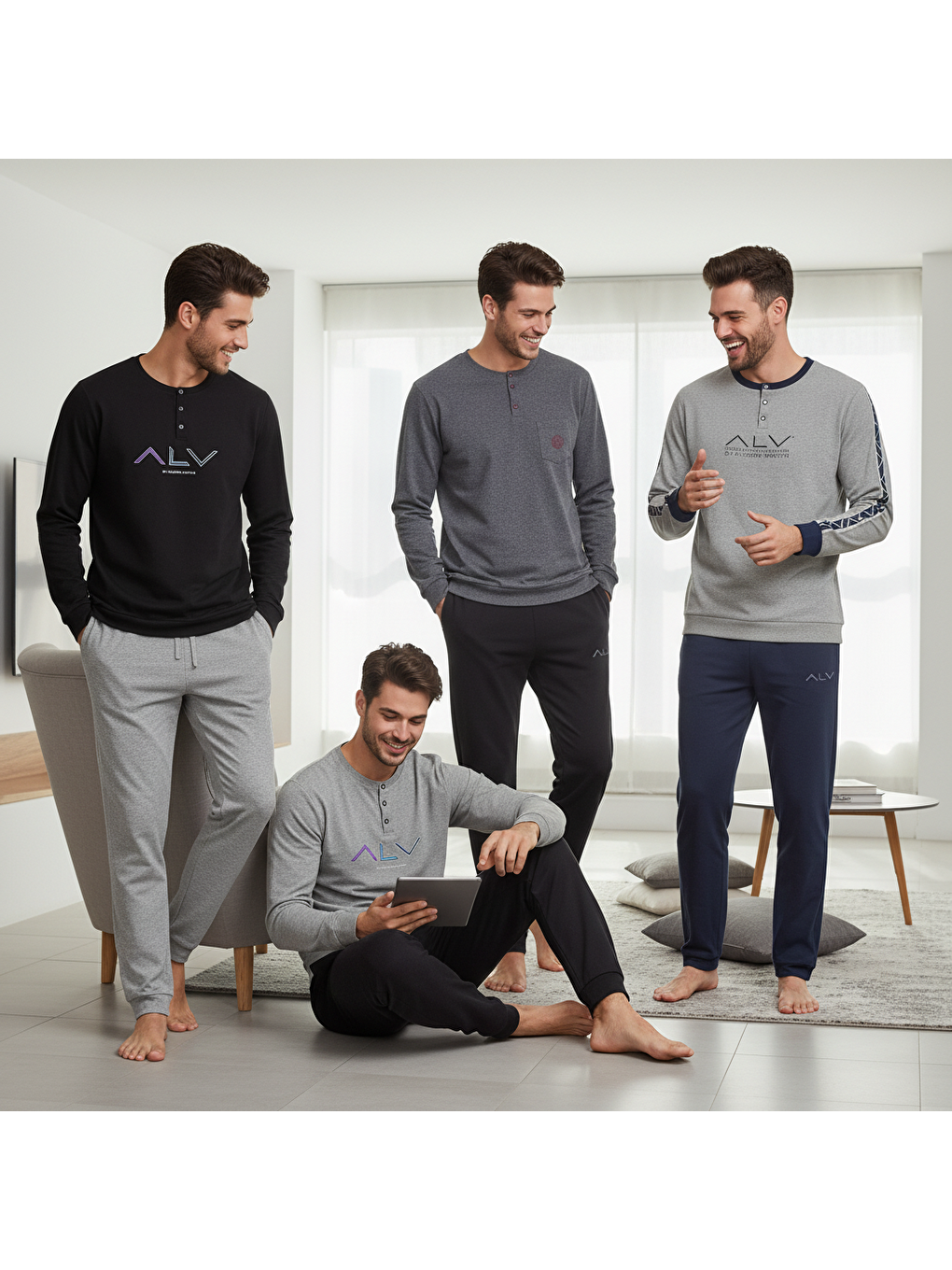 Karışık Erkek Pamuklu Bohçalık Ve Çeyizlik 4 Adet 2'Li Pijama Takımı Bb2484-2
