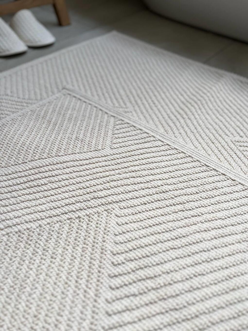 Moana Doğal Pamuklu 2'li Banyo Paspas Seti 60x100+50x60 Cm - Ekru-1