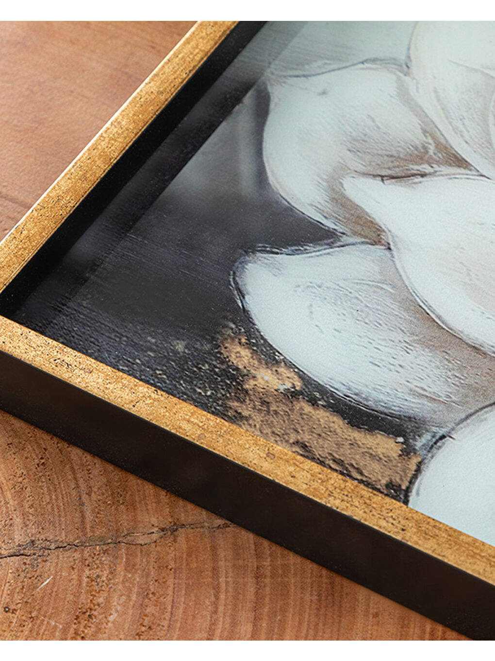 Sarı Flower Chic Dekoratif Tepsi Gold-2