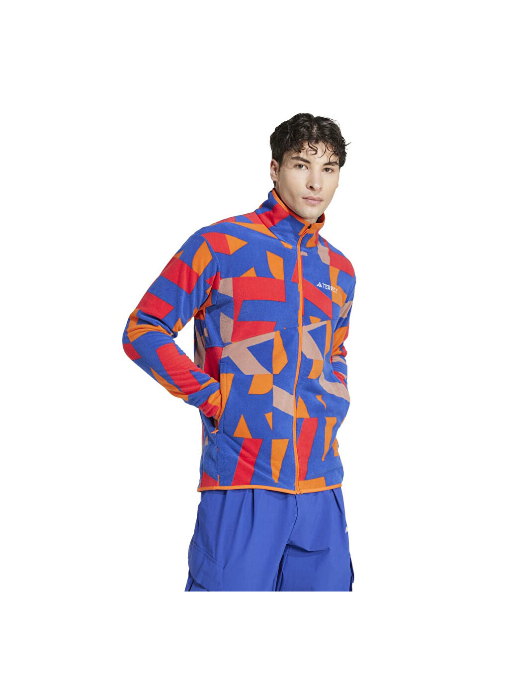 Karışık Multi Printed Aop Full Zip Fleece Erkek Dik Yaka Polar Sweatshirt-2