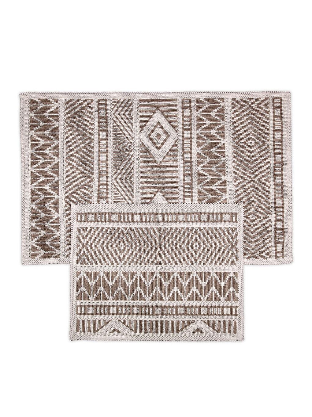 Marina Doğal Pamuklu 2'li Banyo Paspas Seti 60x100+50x60 Cm - Bej-3