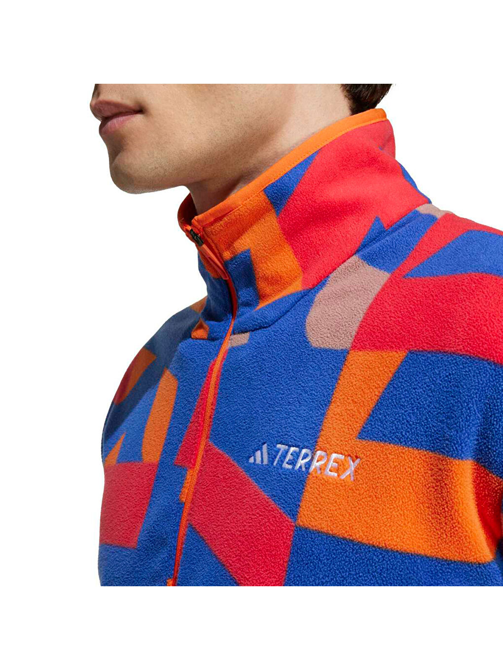 Karışık Multi Printed Aop Full Zip Fleece Erkek Dik Yaka Polar Sweatshirt-4