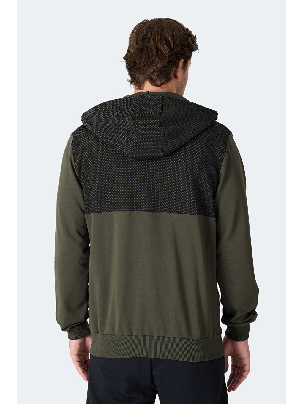 FLAME Erkek Kapüşonlu Cepli Haki Sweatshırt-2