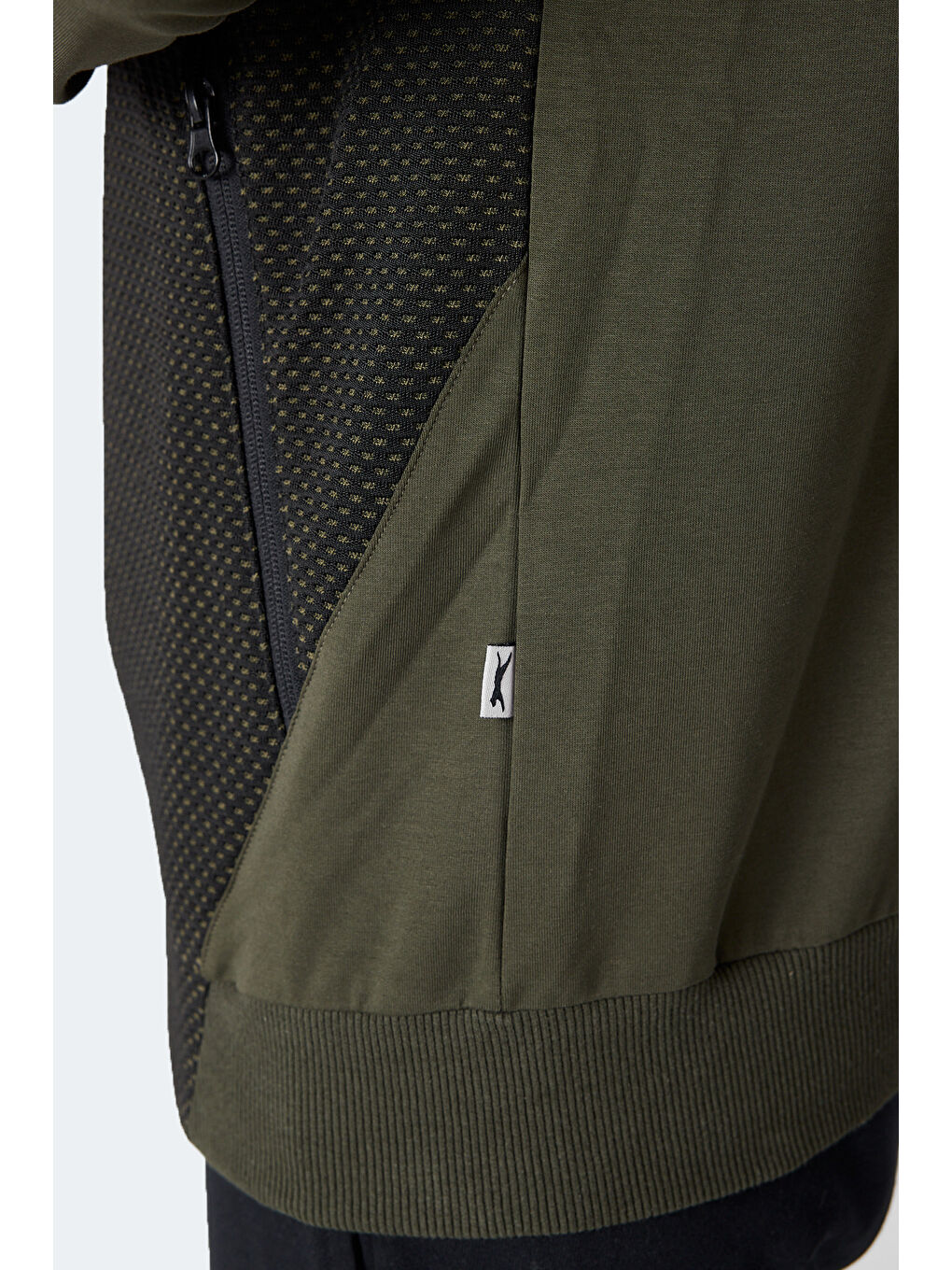 FLAME Erkek Kapüşonlu Cepli Haki Sweatshırt-4