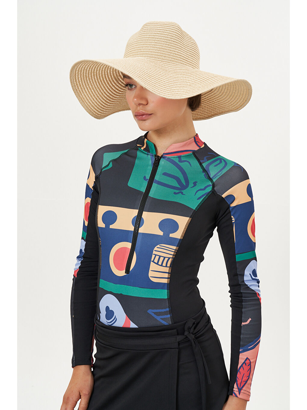 Karışık Hasır Şapka Bej