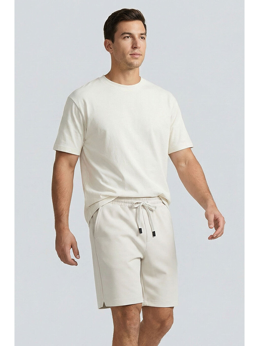 Ekru Standart Fit Basic Arka Cepli Erkek Şort - 88314-2