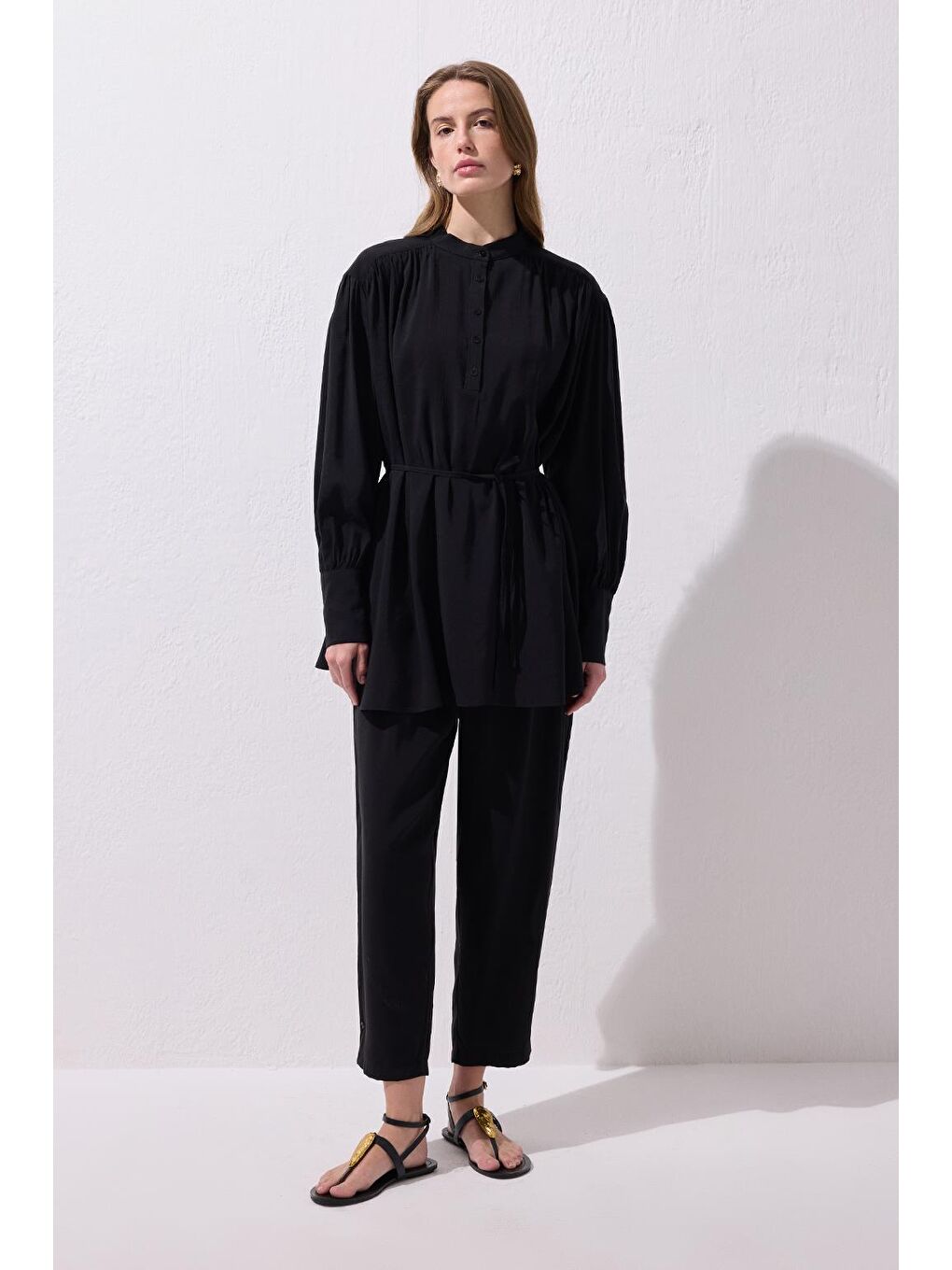Tina Gömlek Pantolon Takım Siyah