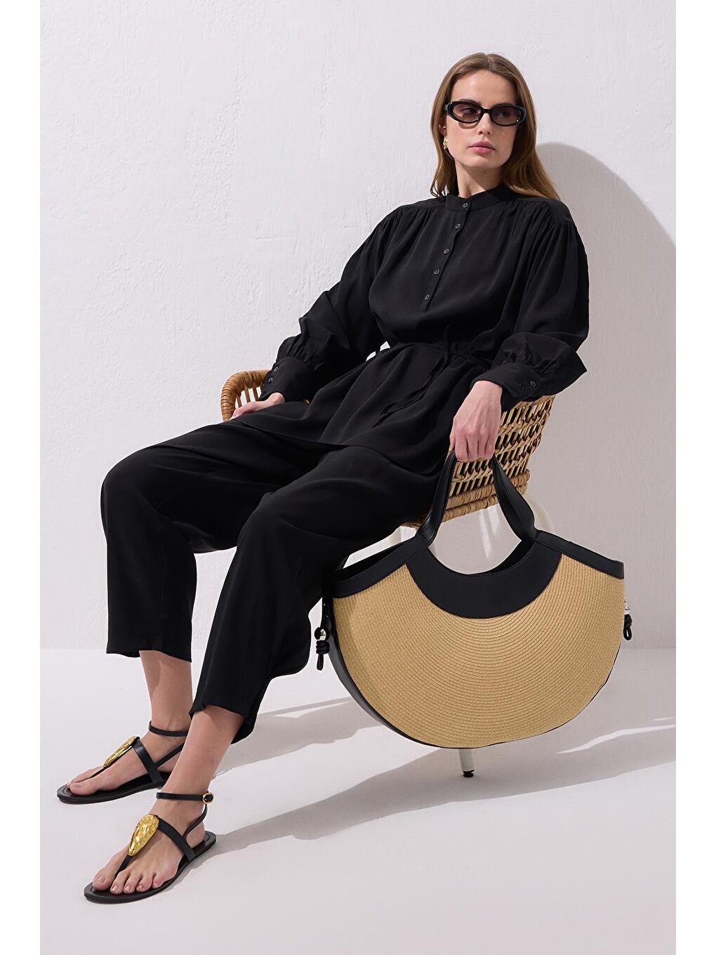 Tina Gömlek Pantolon Takım Siyah-1