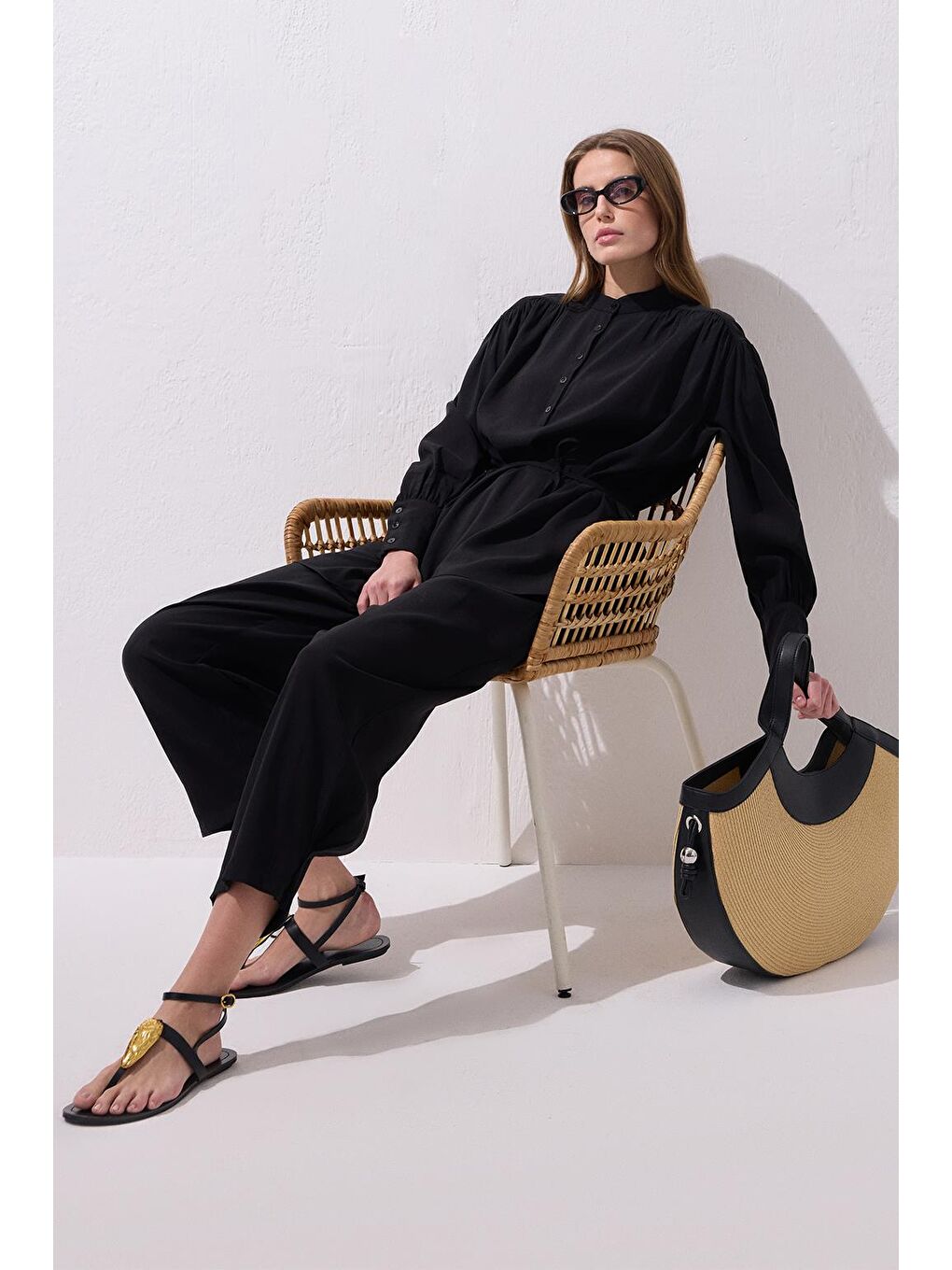 Tina Gömlek Pantolon Takım Siyah-3