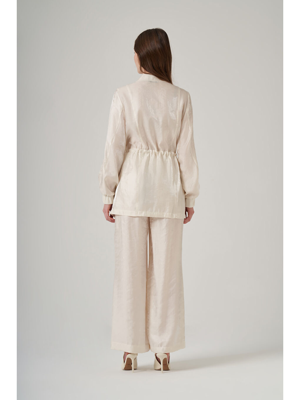 Ekru Taş İşleme Cep Detaylı Pantolonlu Takım 1032 Krem-3