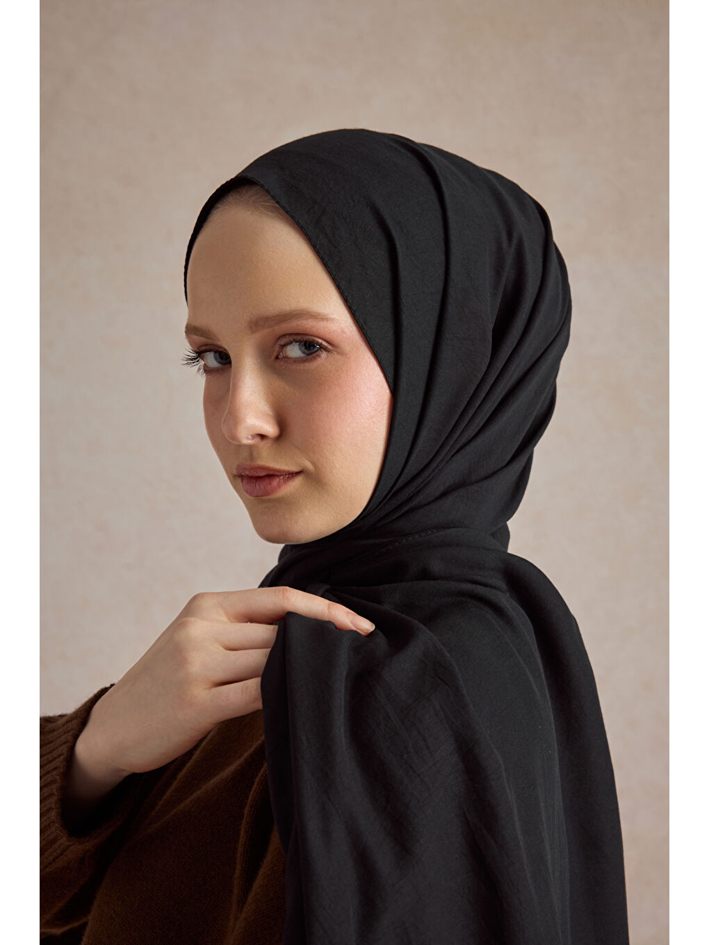 Organik Crash Şal Siyah-1