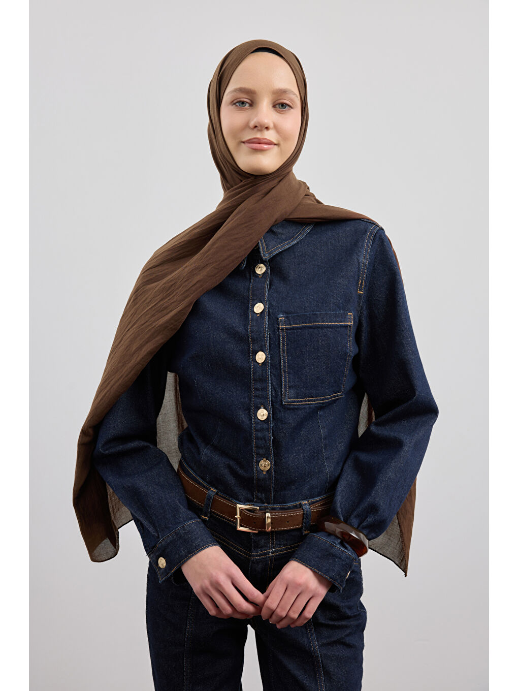 Kahverengi Organik Crash Şal Acı Kahve-1