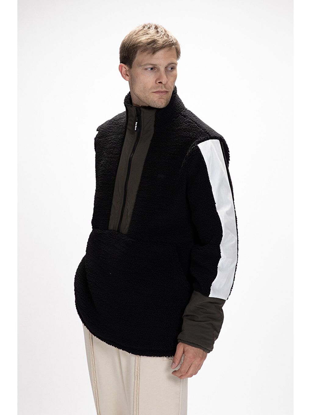 Siyah Bomb Si̇yah Yarım Fermuarlı Erkek Polar-2