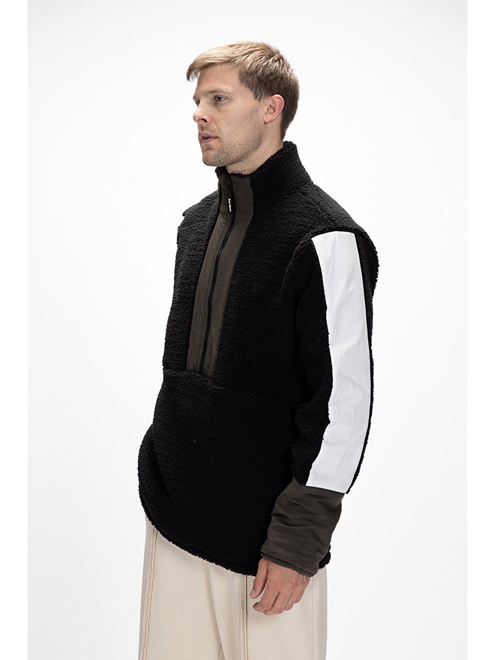 Siyah Bomb Si̇yah Yarım Fermuarlı Erkek Polar-3