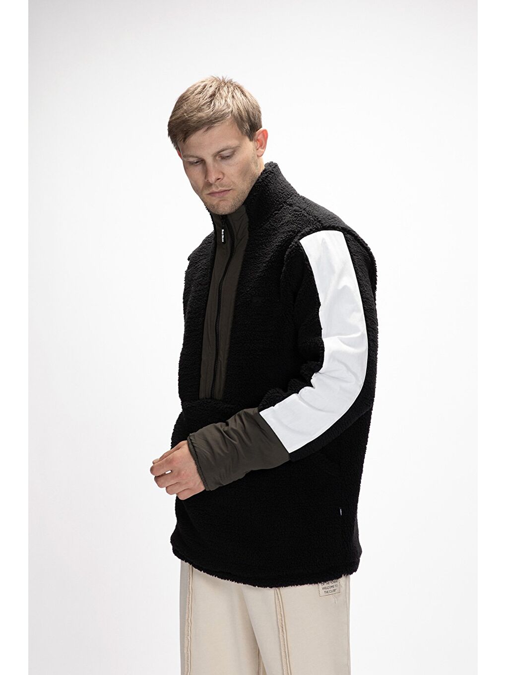 Siyah Bomb Si̇yah Yarım Fermuarlı Erkek Polar-4