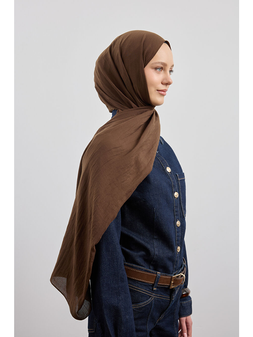 Kahverengi Organik Crash Şal Acı Kahve-2