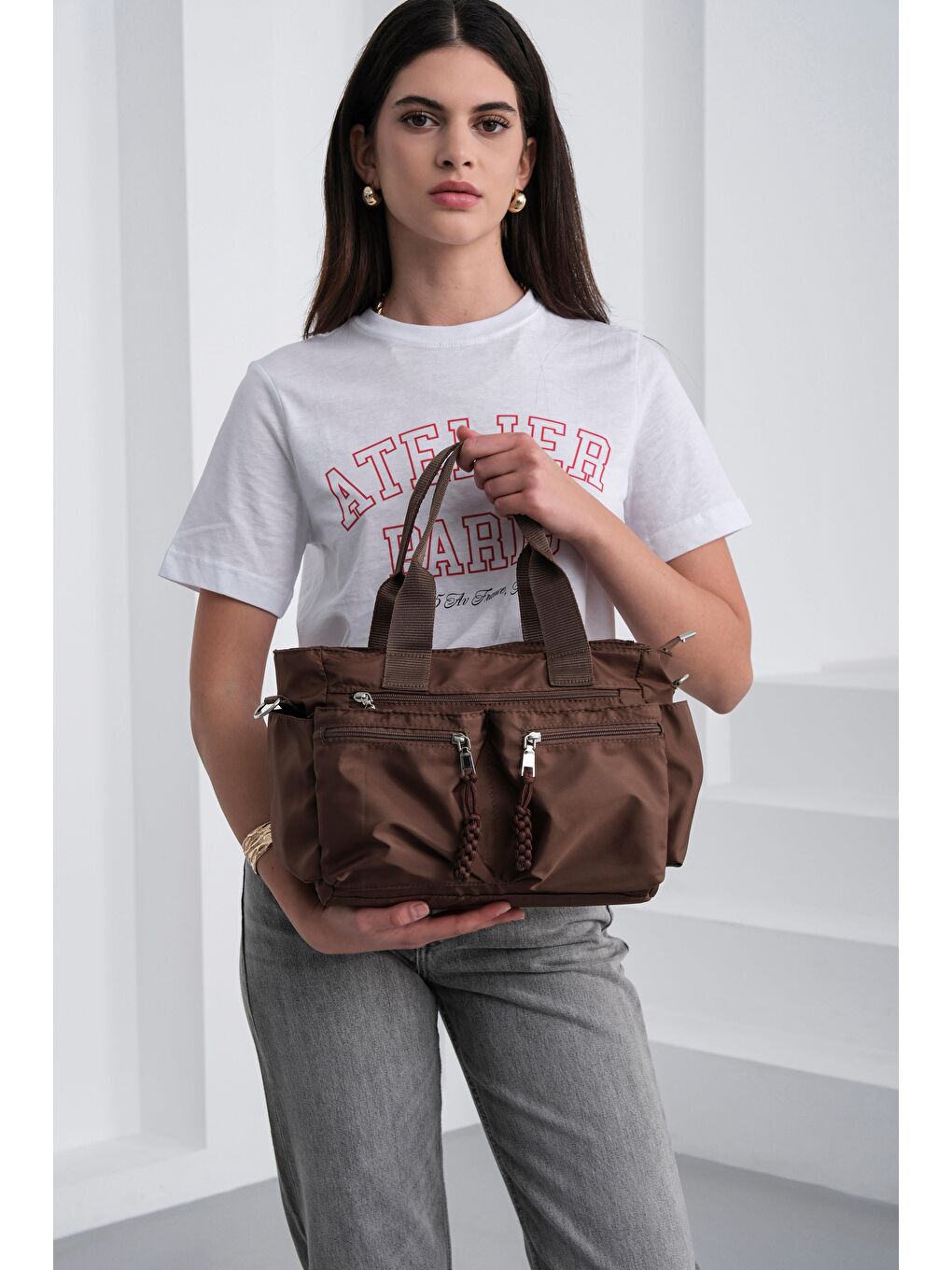 Kahverengi Bones Çok Gözlü El Ve Omuz Çantası Kahve-4