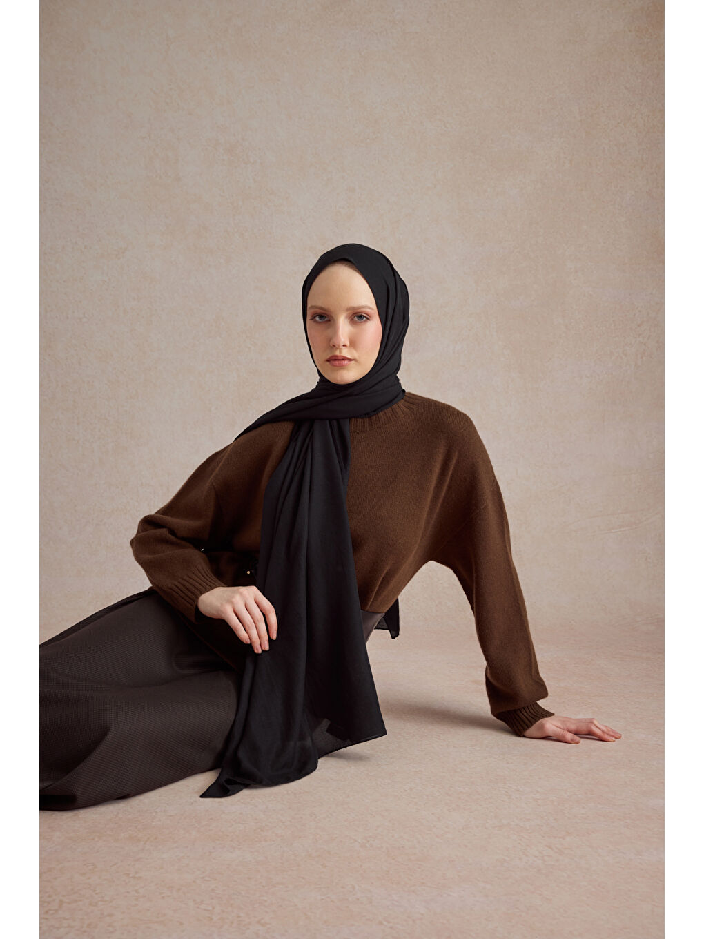 Organik Crash Şal Siyah-4