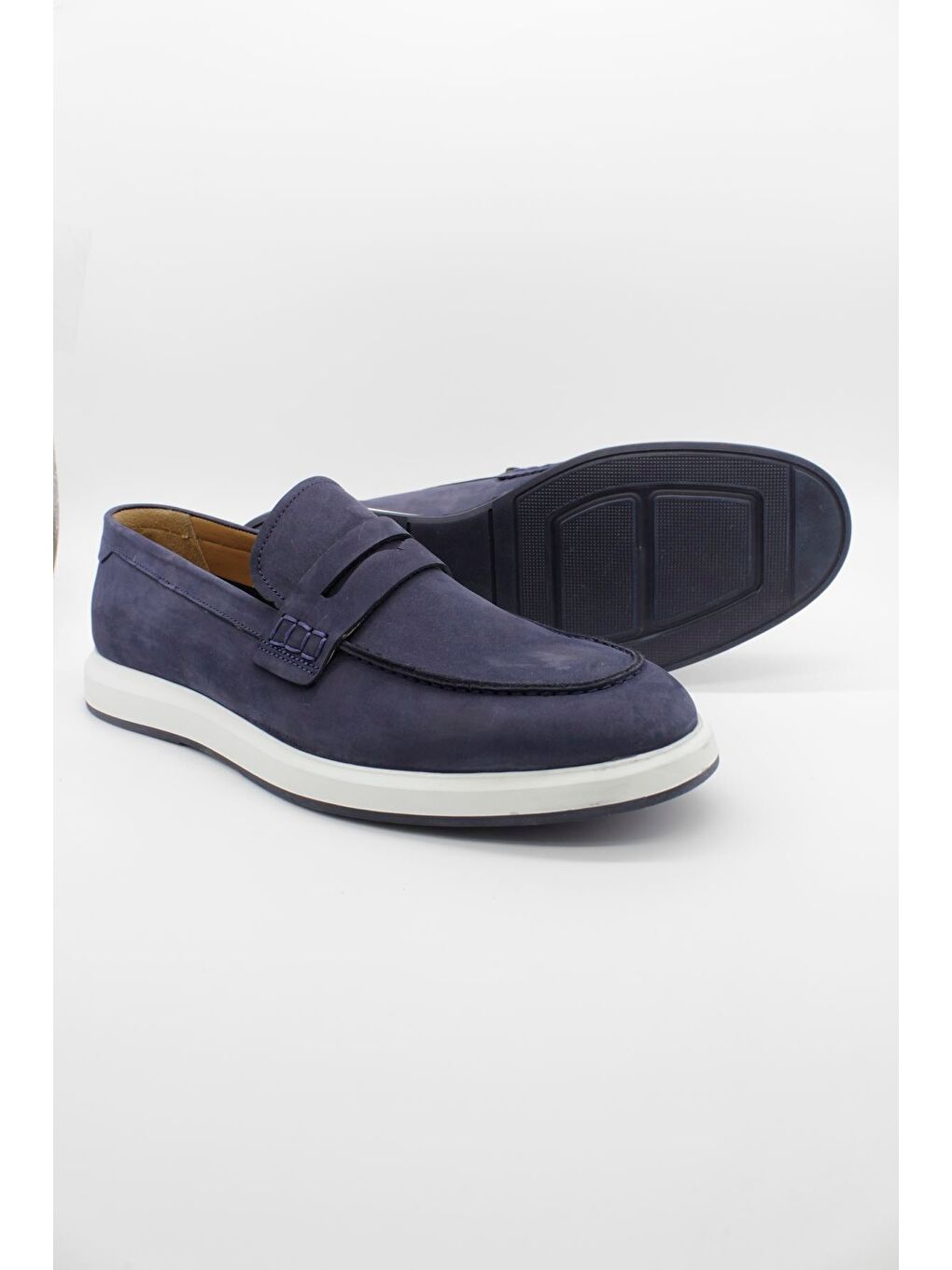 Lacivert %100 Deri Bağcıksız-Tokasız Casual Ayakkabı 1033250156-2