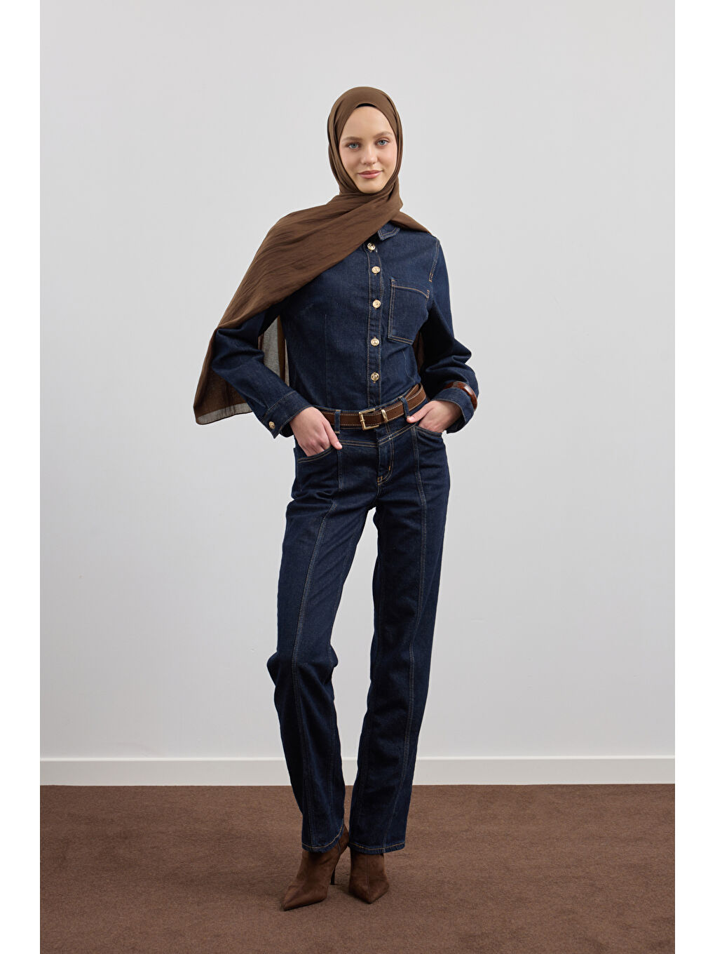 Kahverengi Organik Crash Şal Acı Kahve-4