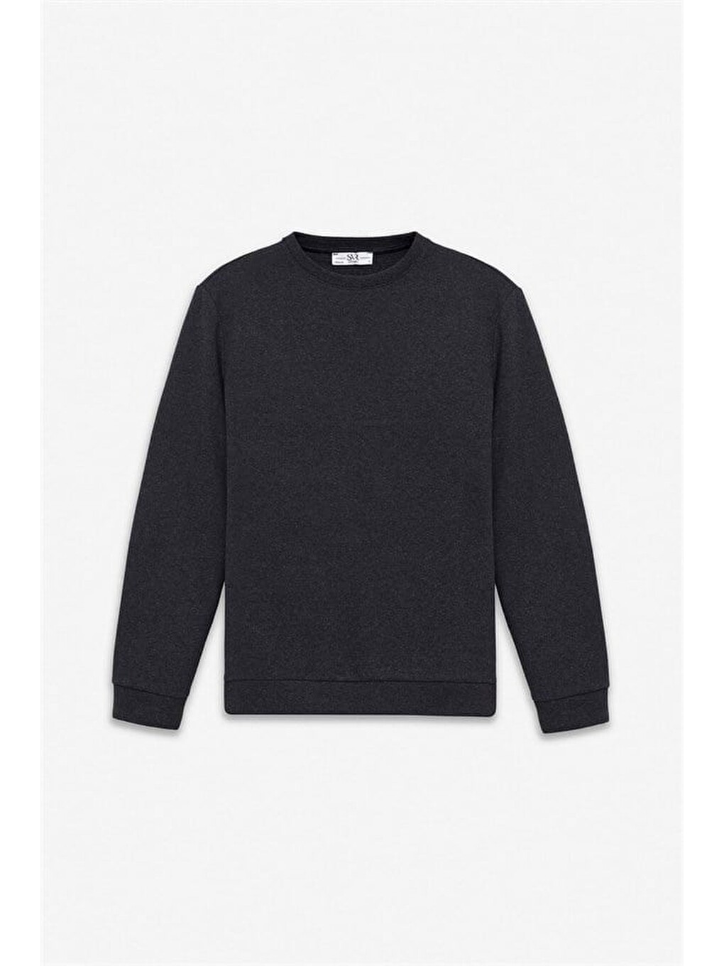 Siyah Regular Düz Bisiklet Yaka Sweatshirt-5