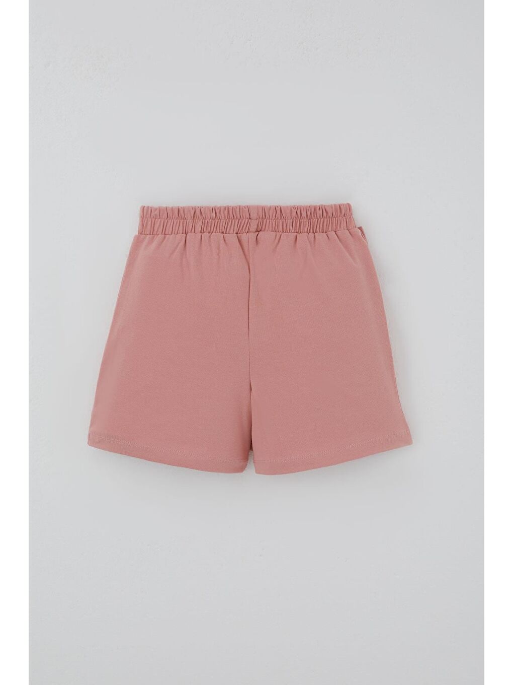 Pembe Kız Çocuk Şort Etek Fiyonk Aksesuarlı Fırfırlı Gülkurusu (6-10 Yaş)-1