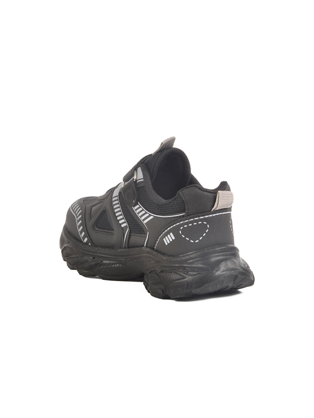 Siyah Cırtlı Fileli Unisex Çocuk Spor Ayakkabı 1500 F-3